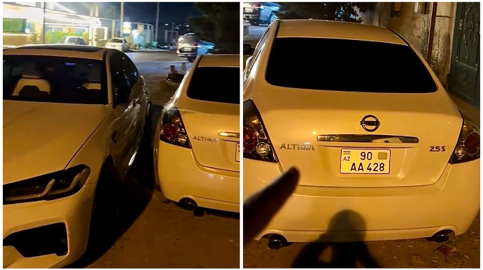 AA nömrəli maşının sürücüsü adam cəzalandırır: Nalayiq ifadələr işlədib evə girdi   - VİDEO