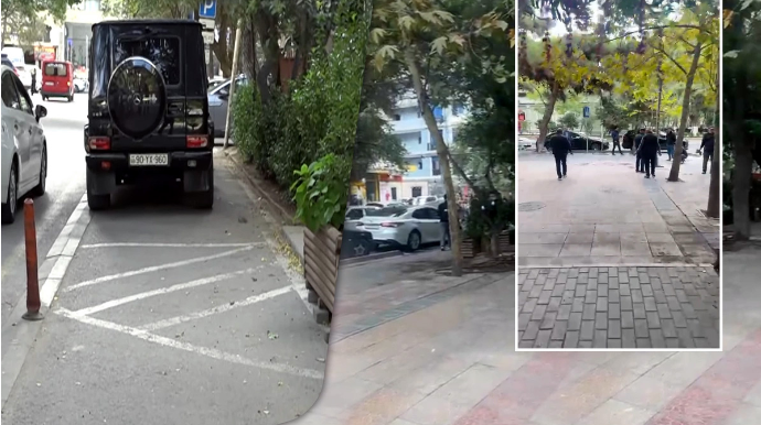 В Баку очищен участок дороги, превращенный ресторанами в парковочное место - ВИДЕО