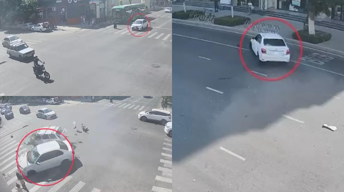 Qırmızıdan keçən sürücü ağır qəza törədib piyadanı da vurdu - VİDEO - YENİLƏNİB