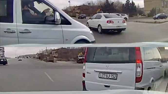 Başı söhbətə qarışan sürücü yolayrıcına necə gəldi girərək təhlükə yaratdı   - VİDEO