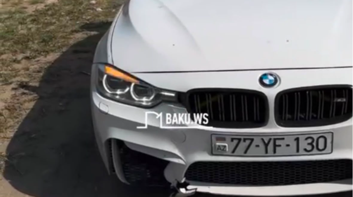 Sədərəyə gedən yolda sürücülərə TƏHLÜKƏ - "BMW"yə ziyan dəydi - VİDEO 
