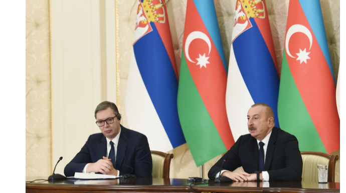 Президенты Азербайджана и Сербии выступили с заявлениями для печати  - ФОТО