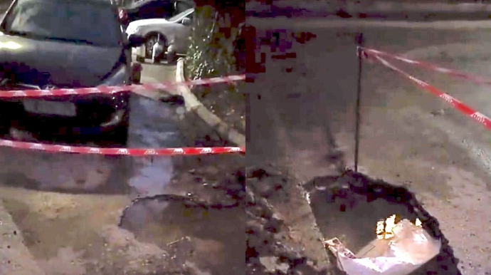 Vətəndaş yaşadığı yerdə su borusunun partlamasından şikayətləndi; qurum hərəkətə keçdi - VİDEO 