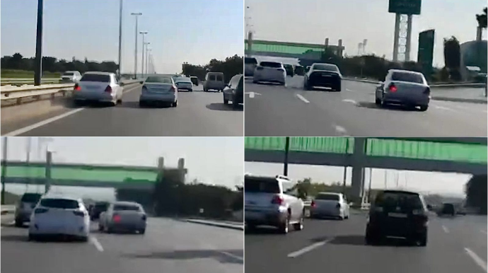 Aeroport yolunda “Mercedes”lə avtoxuliqanlıq edən sürücü - 90-KU-930   - VİDEO