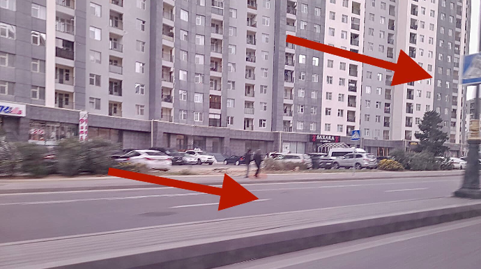 Prospektin bu hissəsində piyada nişanı var, amma zolaq yoxdur..   - VİDEO