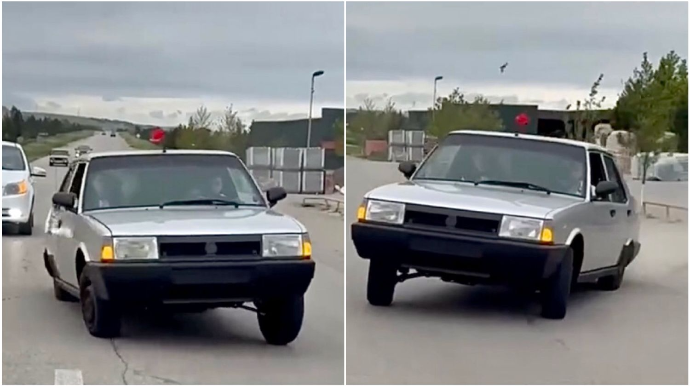 Nömrəsiz “Tofoş”la  yol boyu “sağ-sol” edib “şou” göstərdi   - VİDEO