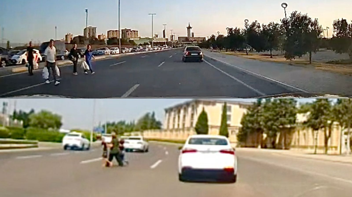 Paytaxtda gərgin anlar:  Məsuliyyətsiz piyadalar sürücüləri təhlükəyə atdı  - VİDEO