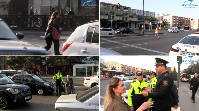 Nizamidə piyadalarla bağlı maarifləndirici tədbir keçirildi; CƏRİMƏLƏNƏNLƏR VAR - VİDEO 