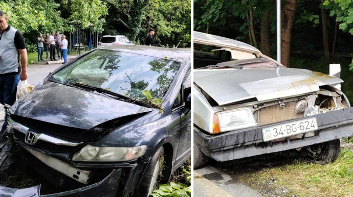 Qaxda "Honda" ilə "099" toqquşub, xəsarət alanlar var - FOTO