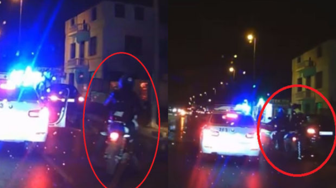 В Баку мотоциклист попытался скрыться от дорожной полиции - ВИДЕО 