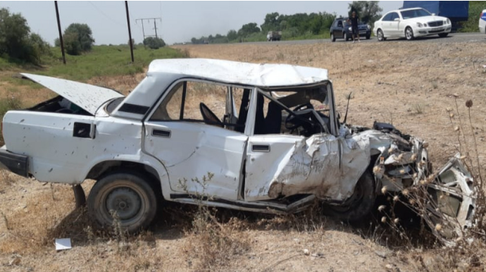 Beyləqanda iki avtomobil toqquşdu, 1 nəfər öldü, 3 yaralı var - FOTOLAR 