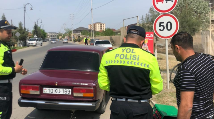 Yol polisi reyd keçirdi; 15 sürücü cərimə oldundu - FOTOLAR 