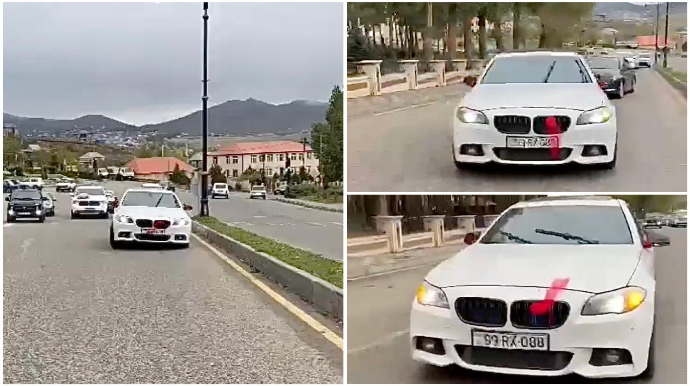 “BMW” ilə toy karvanında “avtoş”luq edən sürücü  barədə araşdırma başladı   - VİDEO