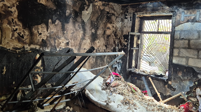 Bərdədə yaşayış evi külə döndü - FOTOLAR 