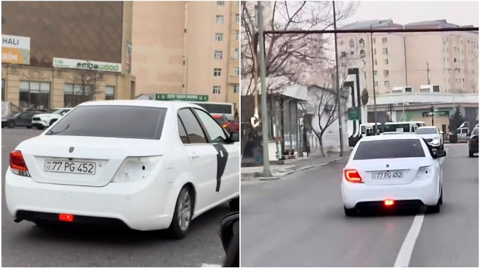 Sumqayıtda sürücü maşını nasaz vəziyyətdə sürüb əks yola çıxdı   - VİDEO