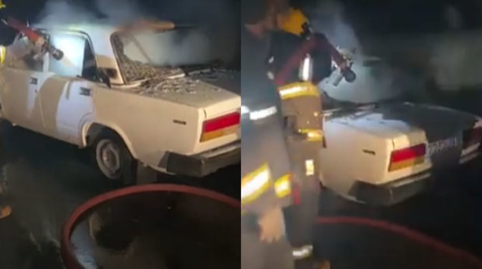 В Баку загорелся автомобиль  - ВИДЕО