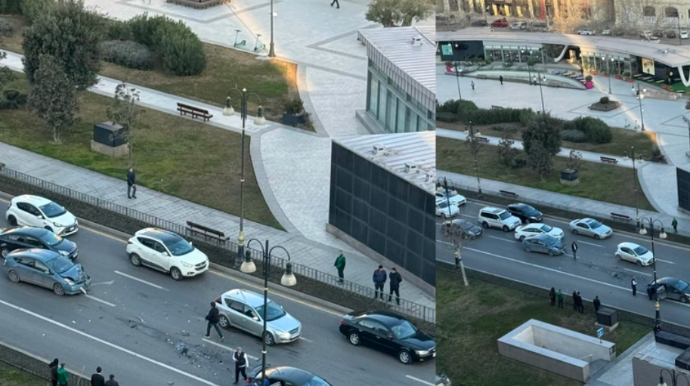 Bakının mərkəzində ZƏNCİRVARİ QƏZA:  Üç avtomobil TOQQUŞDU  - FOTO - VİDEO  - YENİLƏNİB