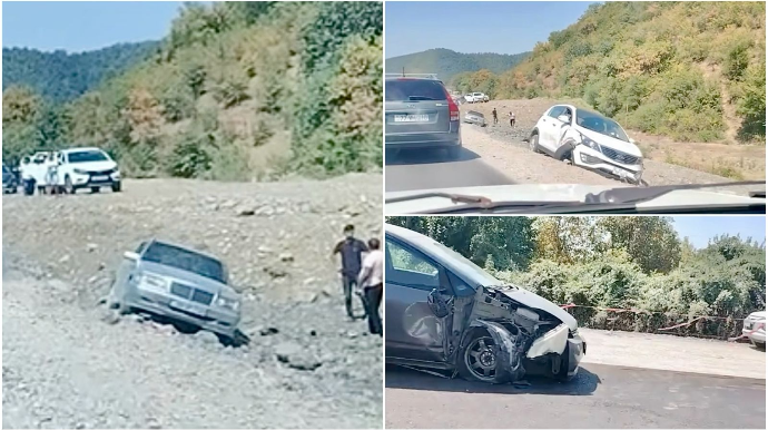 Əks yola çıxan qadın sürücü zəncirvari qəza törətdi    - VİDEO