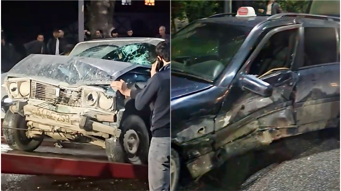 İsmayıllıda qəza: “Mercedes”lə toqquşan “VAZ” yararsız hala düşdü    - VİDEO