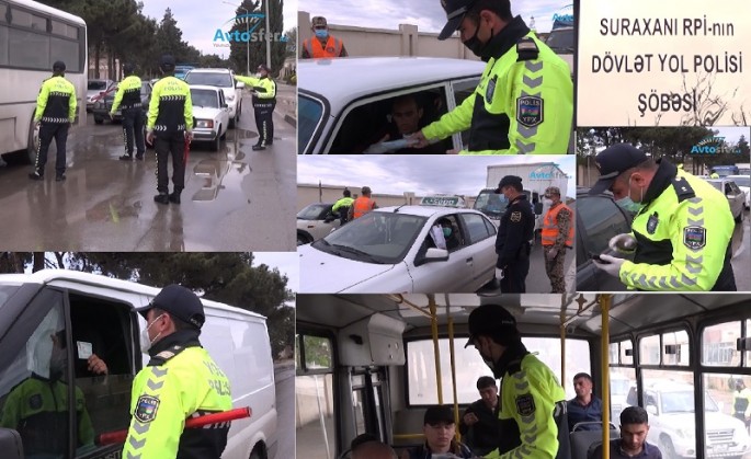 Yol polisi Suraxanıda karantin rejiminə nəzarəti davam etdirir - VİDEO
