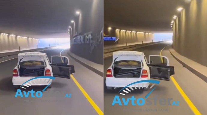 Sürücü maşının qapılarını açıq qoyub idarə etdi, təhlükə yaratdı - VİDEO 
