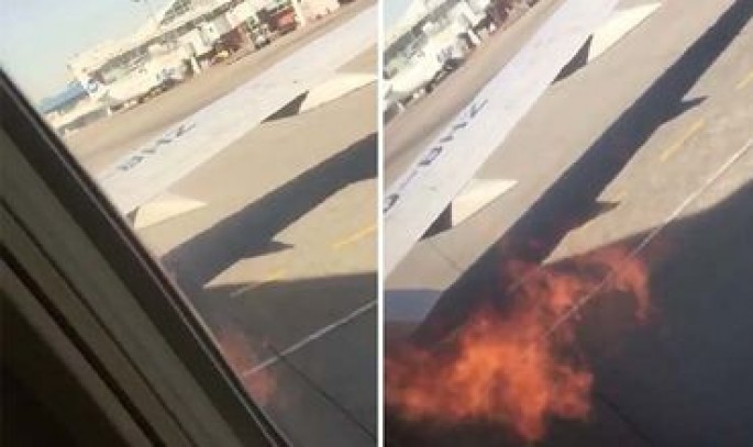 Havaya qalxan təyyarədə yanğın baş verib - VİDEO