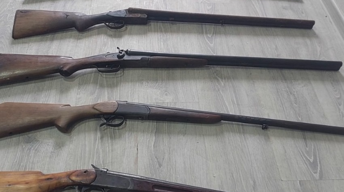 Samuxda 14 nəfərin ov silahları müsadirə edilib  - FOTO
