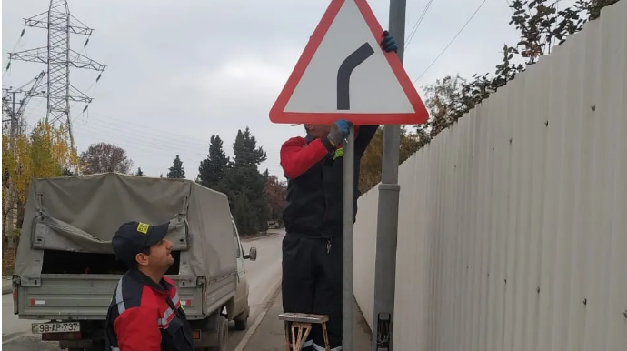 “Siqnal” İdarəsi sürücülər üçün çətinlik yaradan nişanları yenilədi - FOTO