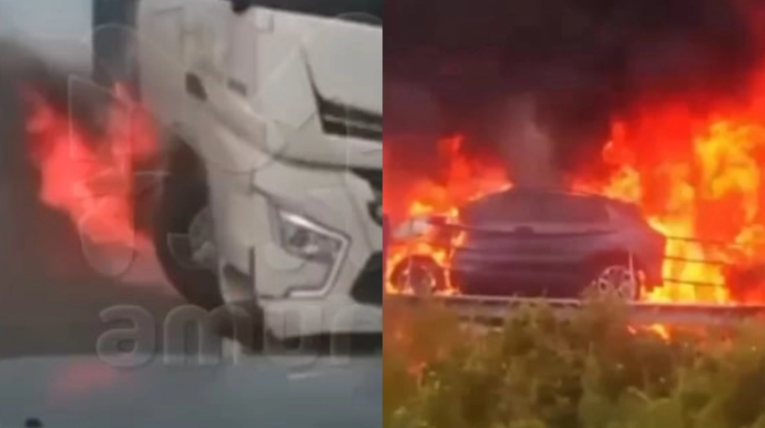 Rusiyada iki böyük avtomobil toqquşdu - VİDEO