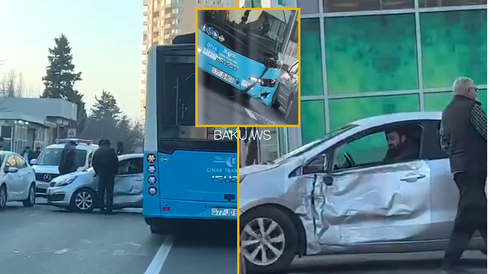 Paytaxtda avtobus qəzası: Hərəkət iflic oldu - VİDEO 