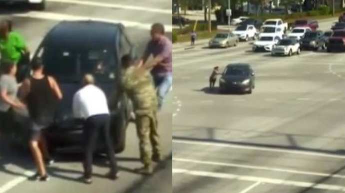 Hərəkətdə olan avtomobildə huşunu itirən sürücünün xilas anı - VİDEO 