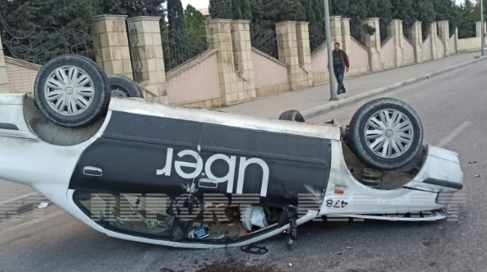 Bakıda "Uber" taksi ağır qəza törədib , xəsarət alanlar var   - FOTO