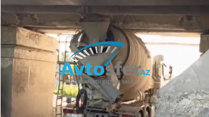 Şirvanda betonqarışdıran maşın körpüyə ilişdi - VİDEO   - YENİLƏNİB