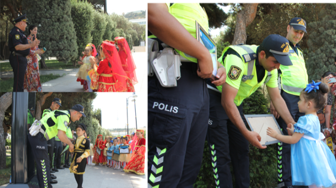 Uşaqlar "Polis günü"ndə yol polislərini belə təbrik etdi   - FOTO - VİDEO