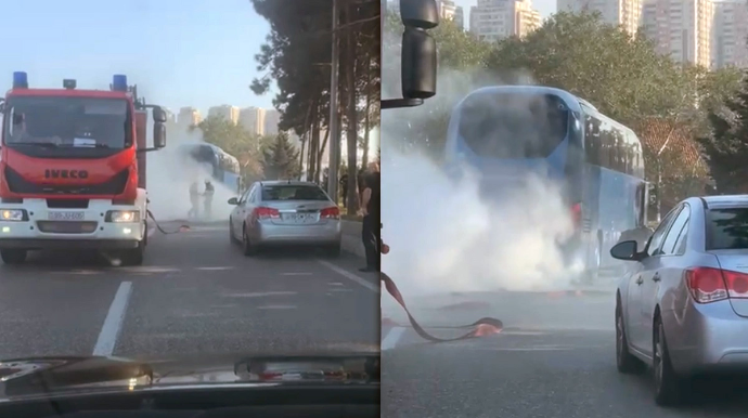 Bakı-Sumqayıt avtobusunda tüstülənmə - VİDEO 