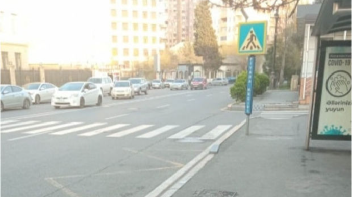 Avtobus dayanacağında təhlükəli piyada keçidi - - FOTO
