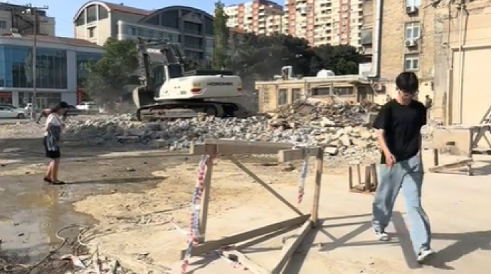 "Şəki"  restoranından geriyə qalan mənzərə - VİDEO 