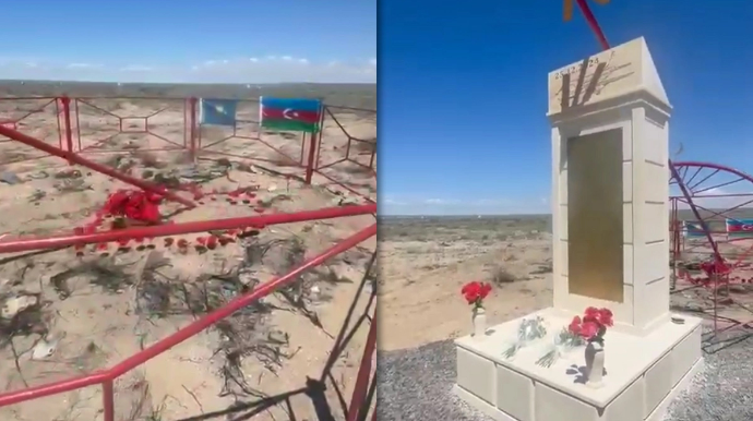 Aktauda AZAL təyyarəsinin qəzaya uğradığı yerdə abidə qoyulub - VİDEO