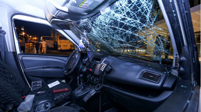 Həmin gecə aşırılan polis maşını - FOTOLAR