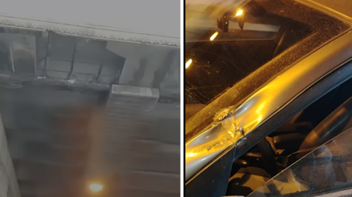 Tuneldən qopan daş parçaları avtomobilə ziyan vurdu - VİDEO 