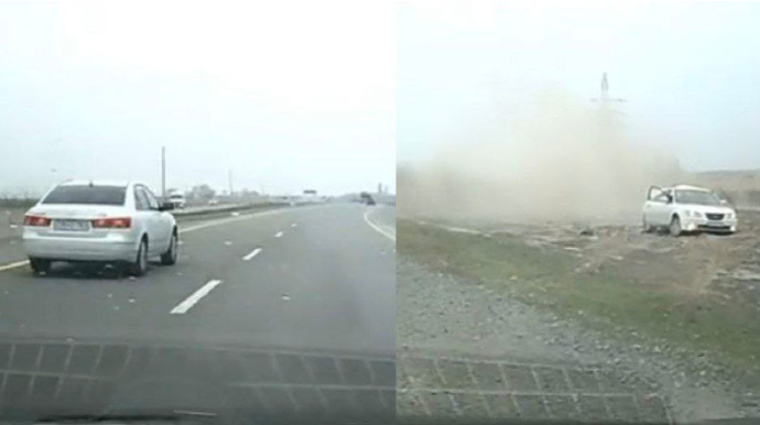 Bakı-Qazax yolunda idarəetməni itirən sürücü maşını aşırtdı - VİDEO