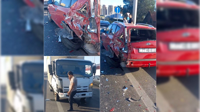 Avtovağzal yaxınlığında “Isuzu” ilə “KIA” toqquşdu - VİDEO