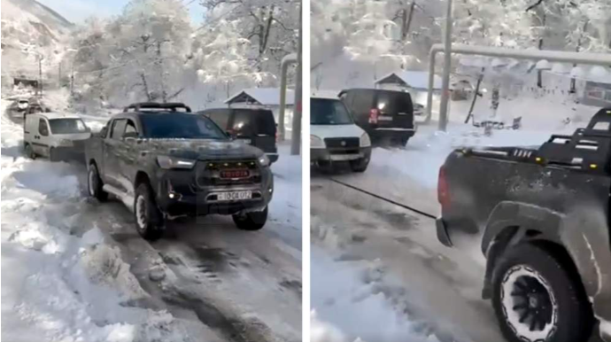 Quba-Xınalıq yolu buz bağladı -  Avtomobillərin hərəkəti çətinləşib - VİDEO 