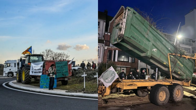 Makronun evi traktorlarla əhatəyə alındı 
