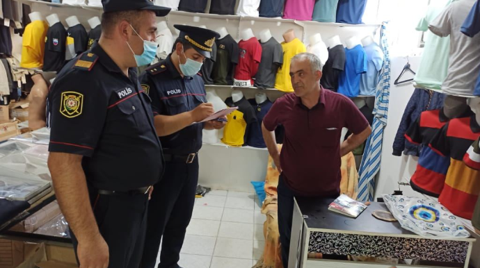 Ağdaşda tibbi maskadan istifadə etməyənlər cərimələnib - FOTO