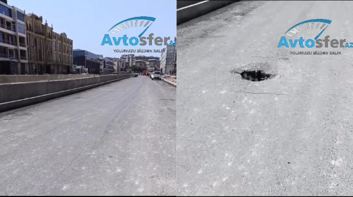 Şəki restoranının yanında tikilən yol çöküb – VİDEO