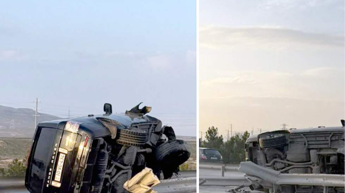 Qadın sürücü "Range Rover"i aşırdı; xəsarət alanlar var - Bakı-Qazax yolunda ağır qəza – VİDEO 