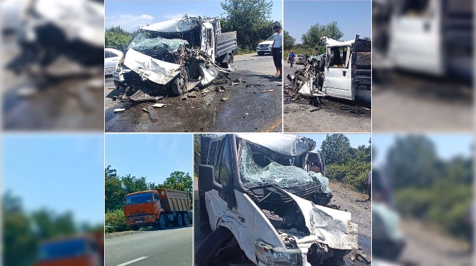 Qəzadan yayınan sürücü yük maşınını “KamAZ”ın qoşqusuna çırpdı   - VİDEO