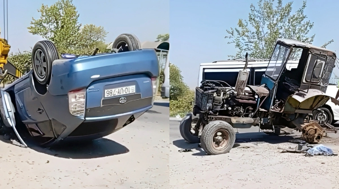 В Барде шесть человек пострадали в ДТП с трактором - ВИДЕО