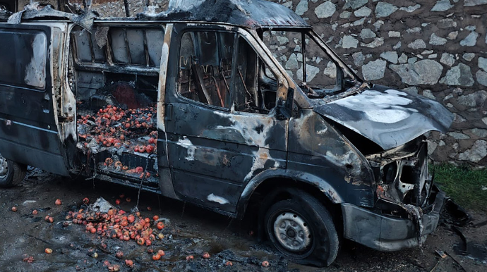 Gəncədə yük maşını yanıb kül oldu - FOTOLAR 